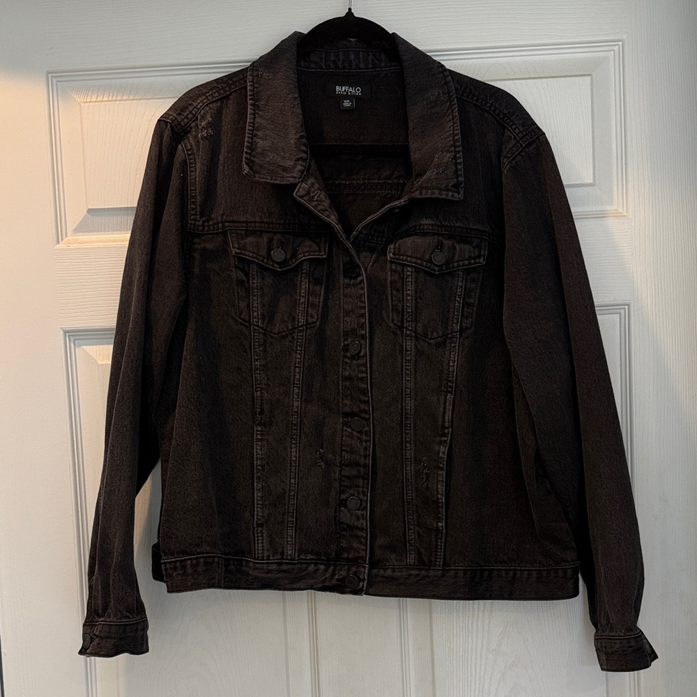 Buffalo David Bitton Distressed-style Black Jean Jacket